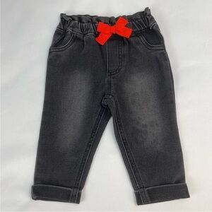 1451. First Impressions - Black Denim Jeans with Red Bow